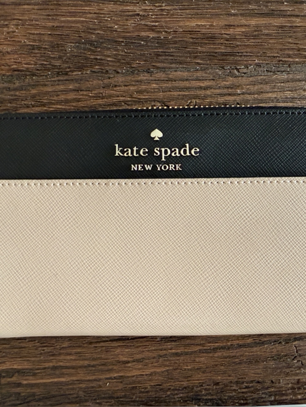 kate spade Two-Tone Black and Beige Zip Around Wallet